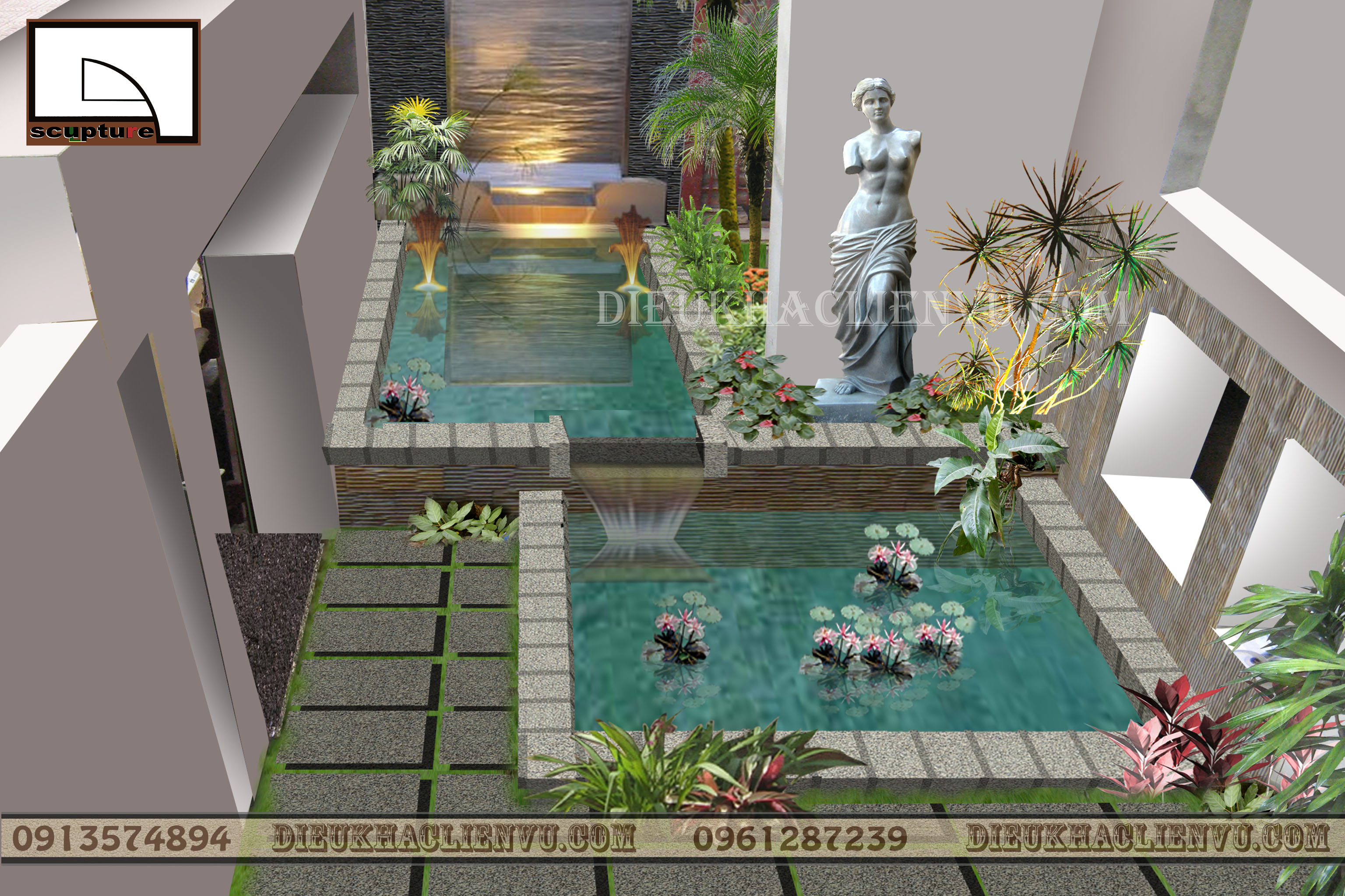 Trang trí sân vườn với tượng